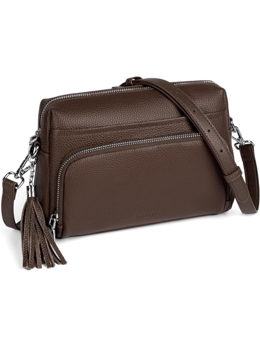 Women's Coffee Genuine Leather Multi-Pockets RFID Blocking Wallet Crossbody Bags